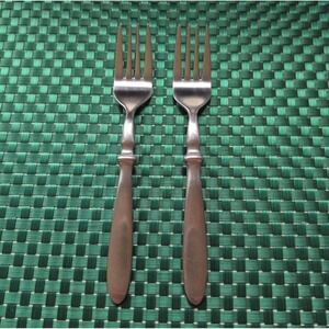 Cambridge TOWNHOUSE Salad Forks Set Lot of 2 SATIN Stainless Bistro Style VTG